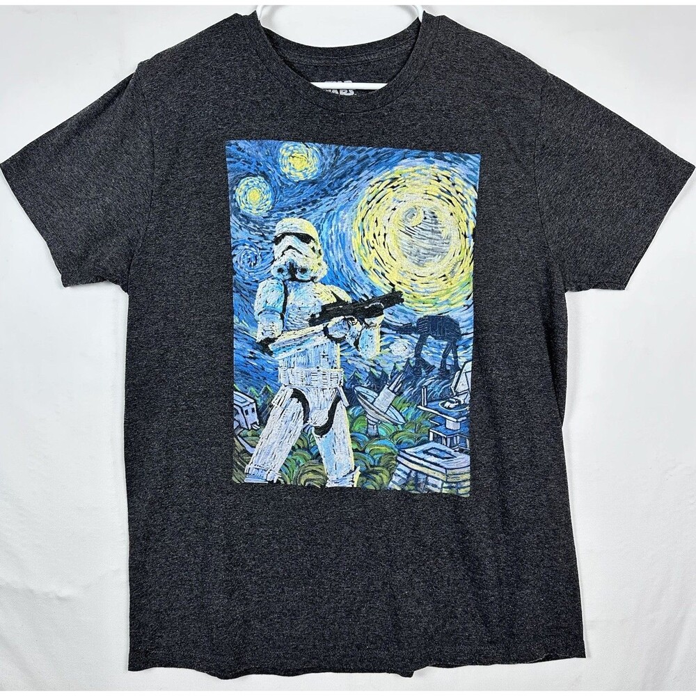 Star Wars T-Shirt Men LG-Gray Stormtrooper Van Gogh Starry Night Graphic Unisex